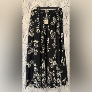 Cupio Black and Cream Midi A-Line Skirt